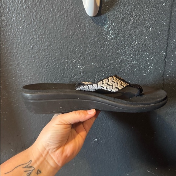 Teva Elegant Black and Grey Women's Wedge Sandals - Picture 5 of 6